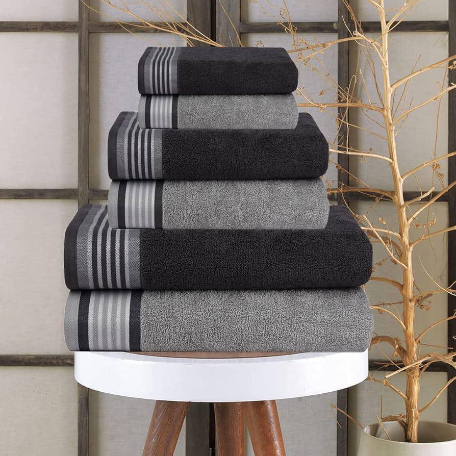 Premium Cotton Bath Towel | Gray Black
